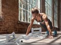Miniatyrbillede 4 af 11: Push-up-bræt med justerbare håndtag og timer, plast grå, max 100 kg