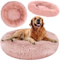 Hundbädd rund plysch halkfri undersida 100x15 cm rosa