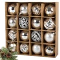 Julgranskulor plast 16-pack silver 55–65 mm mix 5 designer okrossbara