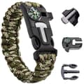 Överlevnadsarmband 5-i-1 med kompass, visselpipa, tändstål, camo