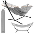 Dubbel hängmatta med ram 200x150 cm 250 kg bomull/polyester grå