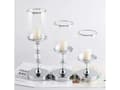 Miniatyrbillede 8 af 10: Lysestager 3-pak glas/krom med glaskugler, til cylinderlys/LED