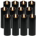LED-ljus 12-pack svarta 15 cm fladdrande låga varmvit batteri AA