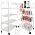 Förvaringshylla med hjul 4 hyllplan + 4 krokar 86x56x26,5 cm