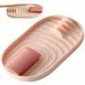 Bestickställ med lockstöd plast rosa plats för 4 skedar 18x11,5 cm