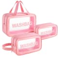 Necessärset 3 delar med transparent front rosa 30x20x8 cm