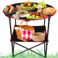 Hopfällbart campingbord 72 cm med dryckeshållare & transportväska