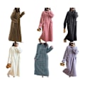 Miniatyrbild 5 av 11: Varma Hem Kläder Nattlinnen Dam Korall Sammet Jacquard Vinterrock NY K8E2 brown One size