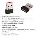 Miniatyrbild 7 av 11: USB2.0 WiFi Trådlös Adapter Mini Nätverksdongel Adapter 150Mbps 802.11n P4W5