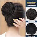 Miniatyrbild 4 av 11: Syntetiska hårdelar flätade chignon svart bruna falska bullar för 2/33# 12cm