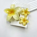 Miniatyrbild 10 av 11: Äggblomma Set Hårklämma Blomma Hårspänne Dam Mode Semester white+yellow One size