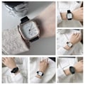 Miniatyrbild 4 av 11: Fashion Damklocka Läderarmband Enkel Elegant Ins Stil Fyrkantig Quartzklocka A One size