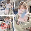 Miniatyrbild 10 av 11: Koreansk Stil Randig Rutig Halsduk Klassisk Fransad Tofsar Halsduk Höst Mjuk Lång Fuskpäls Vinter R3P3 Pink One size