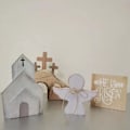 Miniatyrbild 9 av 11: 4 ST Påsk Tom Grav Dekor Trä Nativity Scene Set Uppståndelse`-