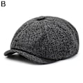 Miniatyrbild 11 av 11: Herrbetong Flat Cap Tweed Baker Boy Hat Herringbone Newsboy Cap One Si black one-size