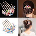 Miniatyrbild 4 av 11: Elegant Dam Rhinestone Inlagd Blomma Hårkam Hårnål Huvudbonad Hot C5 J4 J5O8 null D