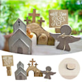 Miniatyrbild 5 av 11: 4 ST Påsk Tom Grav Dekor Trä Nativity Scene Set Uppståndelse`-