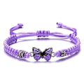 Miniatyrbild 11 av 11: Enkelt flätat snöre armband för kvinnor blå fjäril justerbar flickpresent C0 Purple One size