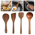 Miniatyrbild 3 av 11: Ebony Trä Kök Matlagningsredskap Verktyg Spatel Sked Vändare H4U2 Round Spatula 21*7.6 cm