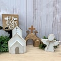 Miniatyrbild 11 av 11: 4 ST Påsk Tom Grav Dekor Trä Nativity Scene Set Uppståndelse`-