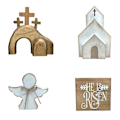 Miniatyrbild 1 av 11: 4 ST Påsk Tom Grav Dekor Trä Nativity Scene Set Uppståndelse`-