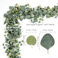 Miniatyrbild 2 av 11: 1,8 m Konstgjord Eukalyptusblad Girlang Vinranka Bröllop Hem Grönska ❀ Växt V6Q9 8857 1pcs