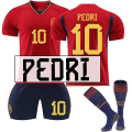 Pikkukuva 1 / 2: VM 2022-2023 Espanjan Kotipeli No.17 Ansu Fati No.9 Gavi No.7 Morata T-paita Aikuinen Lapsi Jalkapallopaita No.10 Pedri S