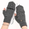 Miniatyrbillede 3 af 4: Vintervarme Mænd Dame Tykke Flip Handsker Fingerløse Handsker Halvfinger Handsker