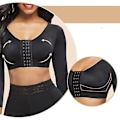 Miniatyrbillede 4 af 5: Dame Shapewear 3/4 Ærme Arm Shaper Front Lukning Kompression BH Efter Operation Holdningskorrigerende Linned SVART L
