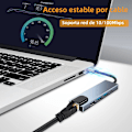 Pikkukuva 2 / 5: 5-in-1 USB C 4K HDMI -sovitin 100 W PD USB 3.0 & 2.0 Ethernet-portilla MacBook Pro Chromebook XPS:lle ja USB C -laitteille 5 in 1  100Mbps