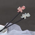 Miniatyrbild 5 av 5: TG Kvinna Hårnål Chignon Pin Ätpinnar Massivt Trä Bullehållare med Färgglad Blomma för Cheongsam Han Kläder Te Wear 3