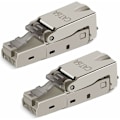 Miniatyrbilde 1 av 5: 2 stk. Verktøyfri RJ-45 Cat6/6A Modulær Feltmonteringsplugg, Skjermet Cat6A RJ45 for 23-26AWG Installasjonskabel