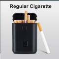 Miniatyrbilde 3 av 5: Svart - Bærbar sigarettboks for 20 sigaretter - med lighter