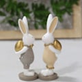 Miniatyrbilde 3 av 5: 1 par Kaninfigur Ornament Mikrolandskap Statue Påskedekorasjon