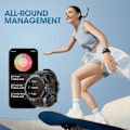 Pikkukuva 5 / 5: Älykello (Vastaa/Soita puheluihin) IP68 Vedenkestävä 1,32 tuuman Military Tactical Fitness Watch Tracker Androidille ja iOS:lle Ulkoilmakäyttöön Urheilukello (musta)