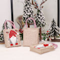 Miniatyrbilde 4 av 5: Julegaveposer i lerret, 3 stk julepapirposer med håndtak Julegaveposer med juletrykk for gaveinnpakking Julfestforsyninger