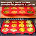 Miniatyrbilde 5 av 5: Silikonmuffinsform for 12 muffins - LFGB BPA-fri silikonmuffinsform for cupcakes, puddinger, kaker, brownies - non-stick og lett å rengjøre