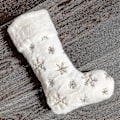 Miniatyrbilde 3 av 5: 2 stk. Hvit Kunstpels Store Gull Snøflak Julestømper