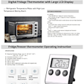 Pikkukuva 4 / 5: Jääkaapin lämpömittari, digitaalinen LCD-näyttöinen lämpötilamonitori anturilla Jääkaapin lämpömittari -50℃ - 70℃