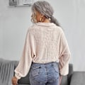 Pikkukuva 5 / 5: TG Naisten Rypytetty V-Kaula-aukkoinen Bishop Pitkähihainen Neulepaita Crop Top XS