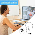 Miniatyrbilde 4 av 8: Sett med 2 headset-mikrofoner, fleksibel kablet mikrofonarm for stemmeforsterker, lærere, foredragsholdere, trenere, presentasjoner, seniorer og mer Svart Svart Svart