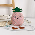 Miniatyrbillede 2 af 3: 3 stk Søde Tegnede Ananas Baby Piger Crossbody-tasker PU-læder Skønne Børn Myntpung Drenge