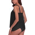 Pikkukuva 3 / 5: Naisten mesh-uimipuku, korkea vyötärö, 2-osainen uimapuku Plus Size