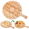 Miniatyrbilde 2 av 3: Vendbar trebrett for egg, bakevarer og fylte egg - Tykt eggbrett for benkeplate, kjøleskap og hønseegg