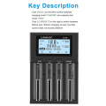 Miniatyrbilde 4 av 5: Liitokala Lii-m4 4-plasser Batterilader Med LCD-skjerm For 18650 26650 14500 Aa Aaa Lithium Nimh Batteri Smart Oppladbar Batterilader