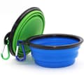 Hopfällbar - Drickskål - Matskål - Husdjursskål - Set om 2 - 500ML - Grön + Blå