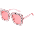 Miniatyrbillede 1 af 5: Oversize firkantede glitrende solbriller Retro tykke solbriller, rosa