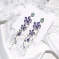 Miniatyrbilde 4 av 5: Sølv lange blomsterøreringer Lilla strass Store elegante blomsterformede dråpeøreringer Statement Charm-ørering Kroppssmykker for kvinner og jenter