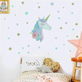 Pikkukuva 5 / 5: 2k hehkuvat tähdet itseliimautuvat seinätarra Unicorn Stickers