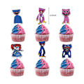 Pikkukuva 4 / 5: Poppy Playtime Huggy Wuggy Lasten Syntymäpäiväjuhlat Ilmapallot Banner Kakun Koristelusetti Tarvikkeet